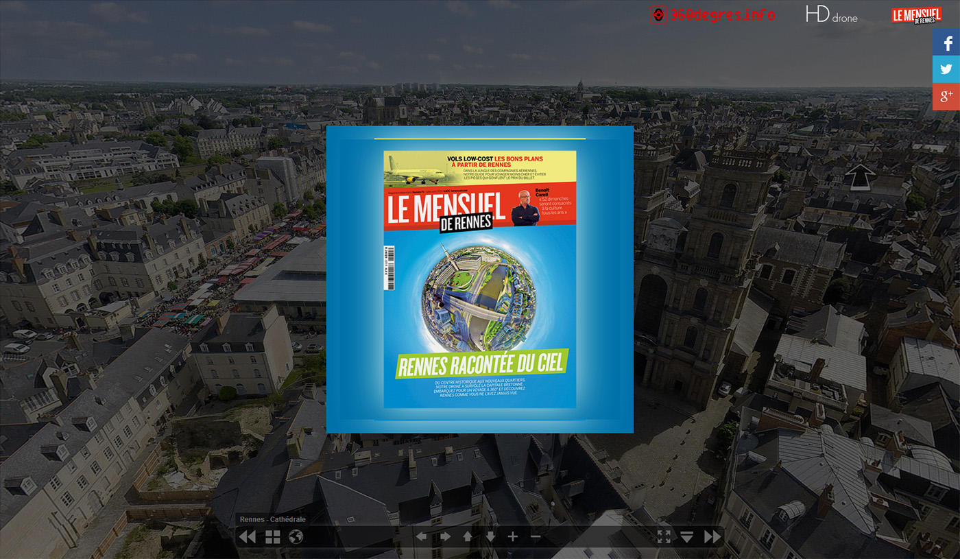 Virtual visit 360 degres : Rennes seen from the sky